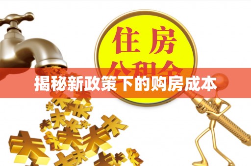 顺城揭秘新政策下的购房成本