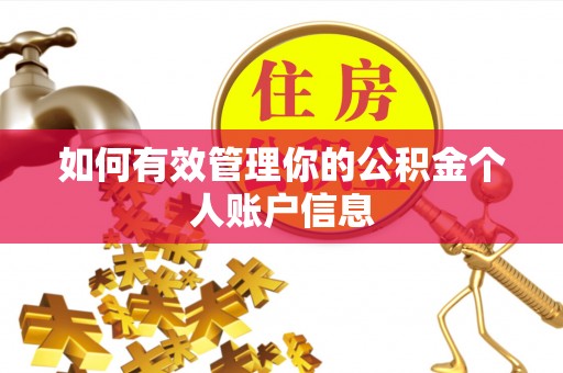 顺城如何有效管理你的公积金个人账户信息